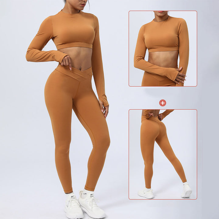 Buddha Stones 2Pcs Long Sleeve Backless Top Bra Leggings Pants Fitness Yoga Outfit Set - image 6