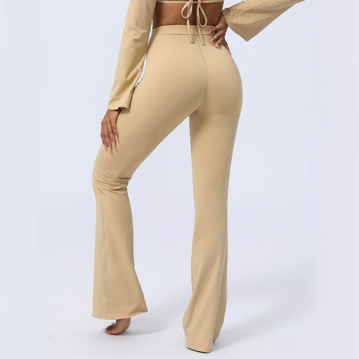 Buddha Stones Long Sleeve Backless Strap Top Bra Flare Pants Fitness Yoga Outfit - image 20