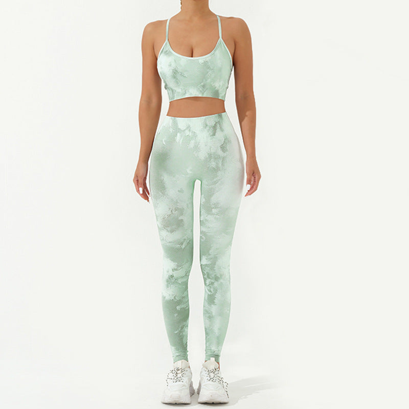 Buddha Stones 2Pcs Camo Print Backless Criss-Cross Strap Top Bra Shorts Leggings Pants Fitness Yoga Outfit Set - Green - 2Pcs(Top&Pants) - US8-10，UK/AU12-14，EU40-42 (L) - image 21