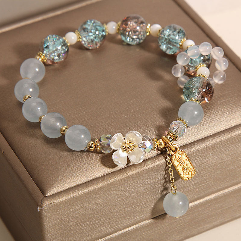 Buddha Stones "Wishing You Healing and Grace" Blue Chalcedony Bracelet Includes Gift Message Card - image 9
