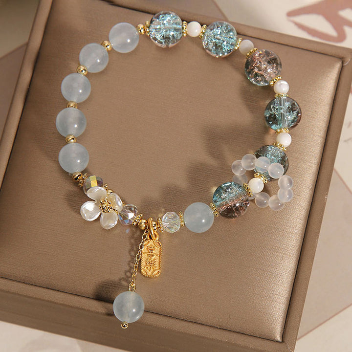 Buddha Stones "Wishing You Healing and Grace" Blue Chalcedony Bracelet Includes Gift Message Card - image 4