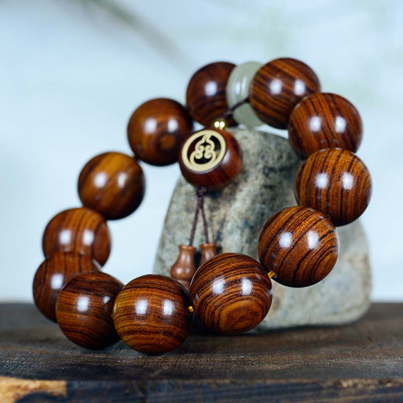 Buddha Stones Rosewood Warmth Calm Gourd Charm Bracelet - image 1