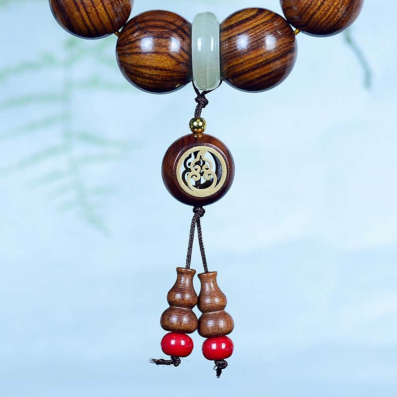 Buddha Stones Rosewood Warmth Calm Gourd Charm Bracelet - image 6