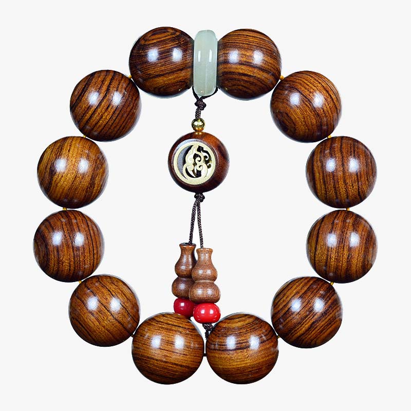 Buddha Stones Rosewood Warmth Calm Gourd Charm Bracelet - image 4