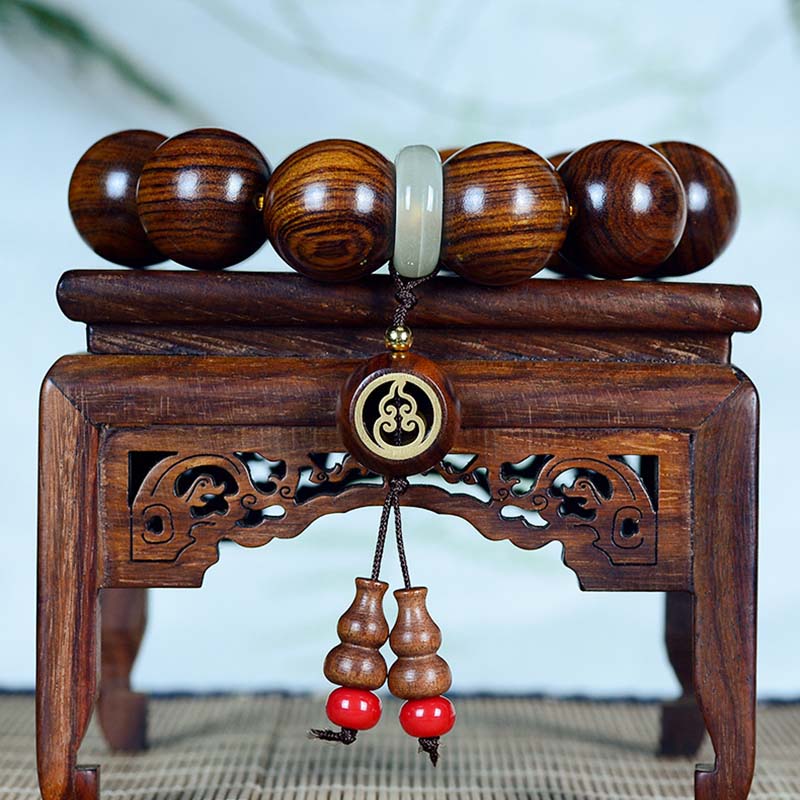 Buddha Stones Rosewood Warmth Calm Gourd Charm Bracelet - image 2