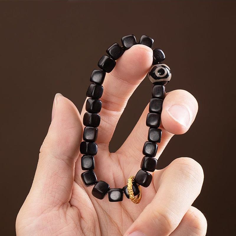 Buddha Stones Tibetan Ebony Wood Dzi Bead Balance Calm Bracelet - image 5