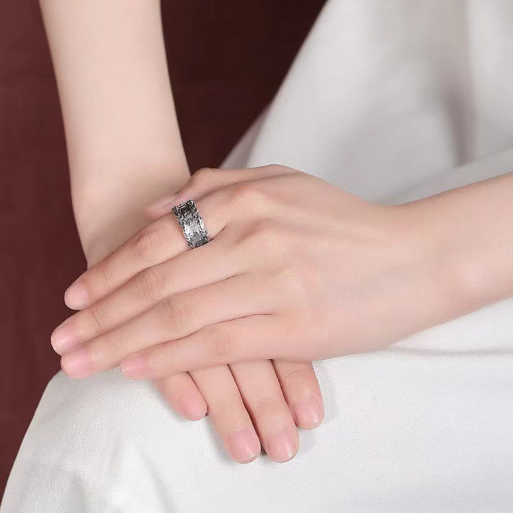 Buddha Stones Tibetan Om Mani Padme Hum Design Peace Adjustable Ring - image 3