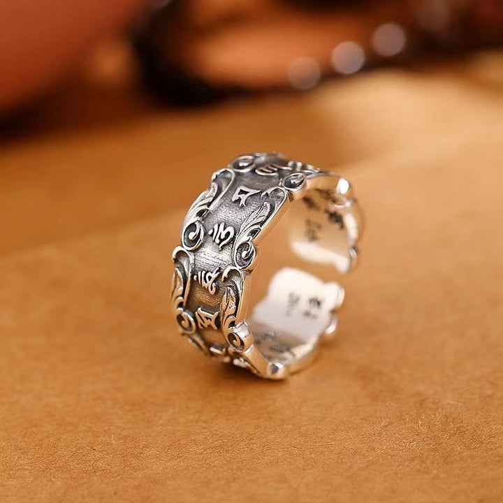 Buddha Stones Tibetan Om Mani Padme Hum Design Peace Adjustable Ring - Om Mani Padme Hum(Love♥Focus) - image 0