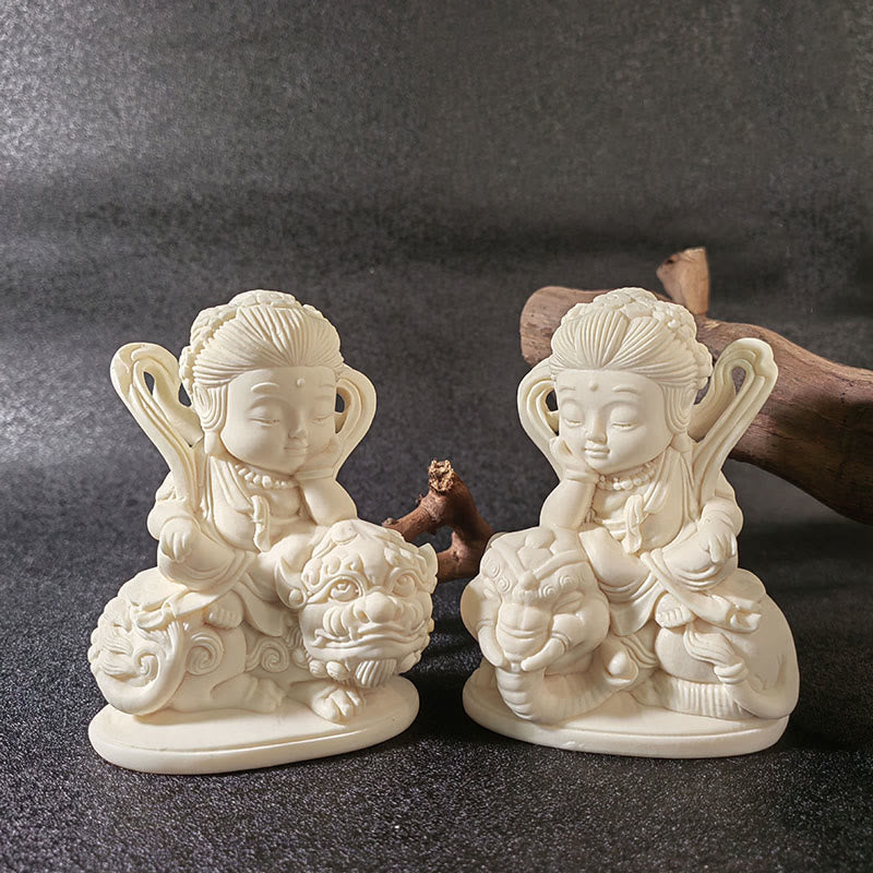 Buddha Stones Mini Ivory Fruit Tathagata Buddha Lotus Kwan Yin Avalokitesvara Manjusri Samantabhadra Serenity Desk Decoration - image 26