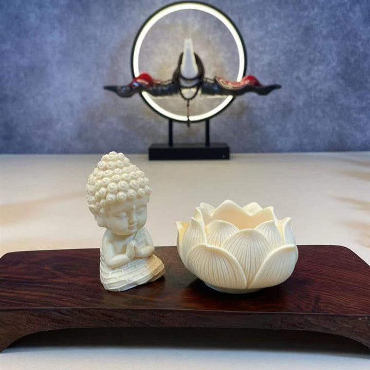Buddha Stones Mini Ivory Fruit Tathagata Buddha Lotus Kwan Yin Avalokitesvara Manjusri Samantabhadra Serenity Desk Decoration - image 3