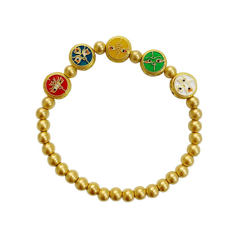 Buddha Stones Tibetan Five God Of Wealth Copper Beads Luck Bracelet - image 10