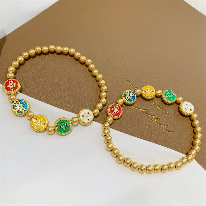 Buddha Stones Tibetan Five God Of Wealth Copper Beads Luck Bracelet - image 5