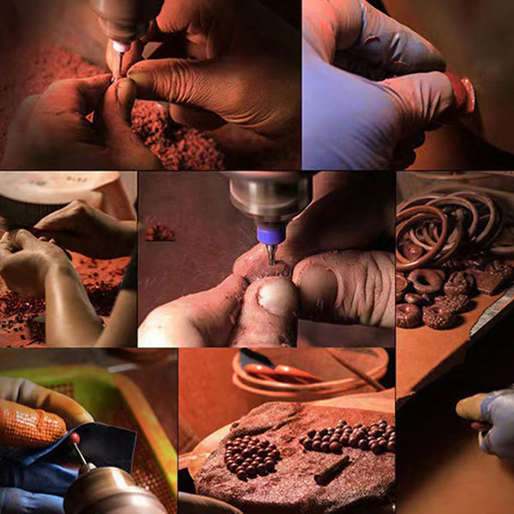 Buddha Stones Natural Cinnabar Lotus Om Mani Padme Hum Blessing Necklace String Pendant - image 7