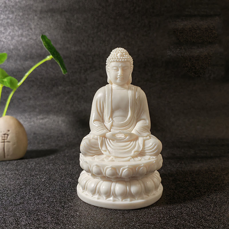 Buddha Stones Mini Ivory Fruit Tathagata Buddha Lotus Kwan Yin Avalokitesvara Manjusri Samantabhadra Serenity Desk Decoration - Gautama Buddha 12*7*7cm - image 21