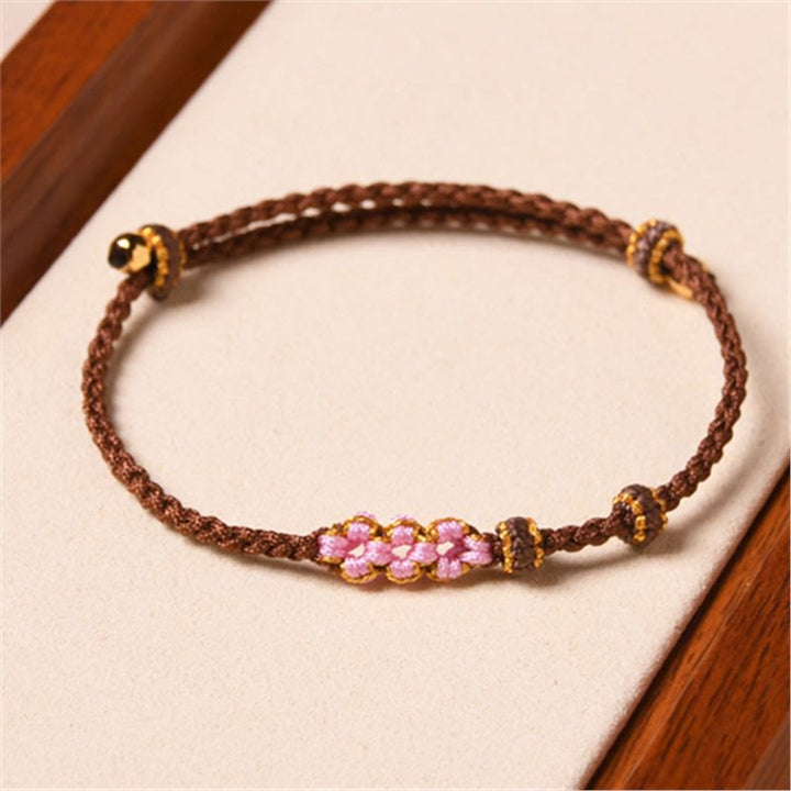 Buddha Stones Handmade Peach Blossom Protection Braided Rope Bracelet - Brown(Wrist Circumference 14-16cm) - image 20