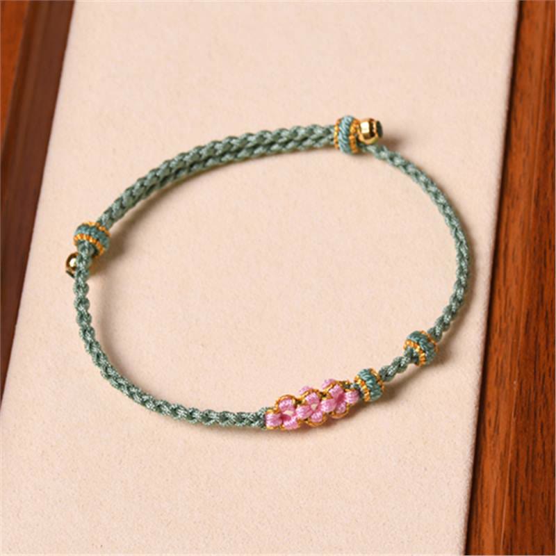 Buddha Stones Handmade Peach Blossom Protection Braided Rope Bracelet - image 27