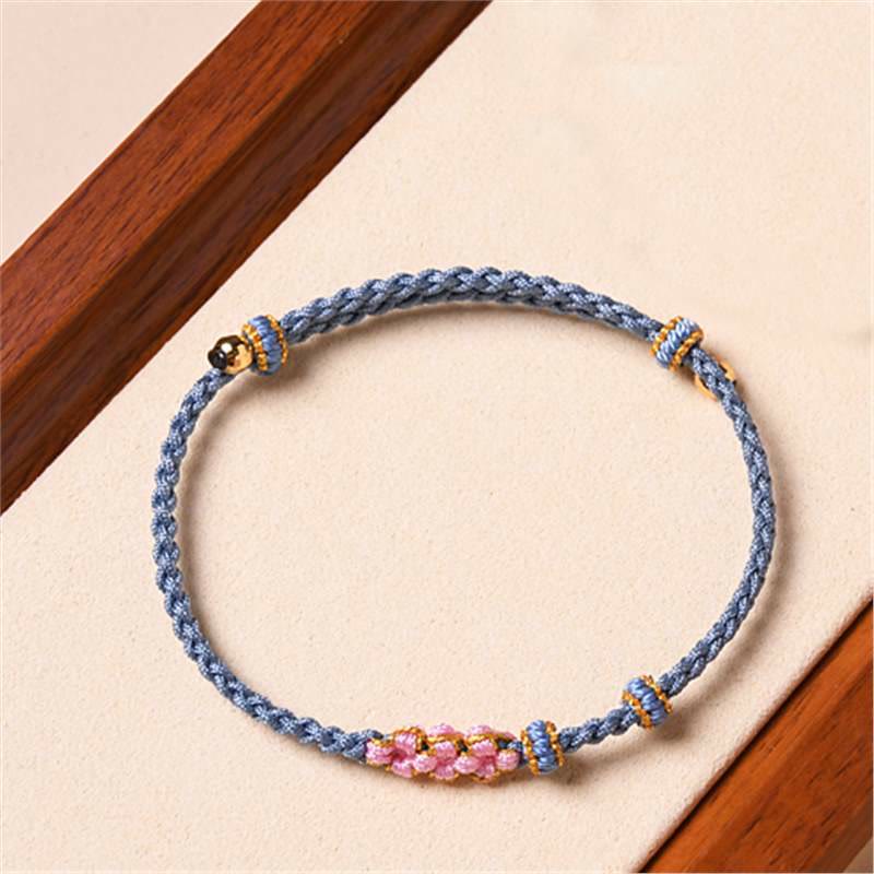 Buddha Stones Handmade Peach Blossom Protection Braided Rope Bracelet - image 29