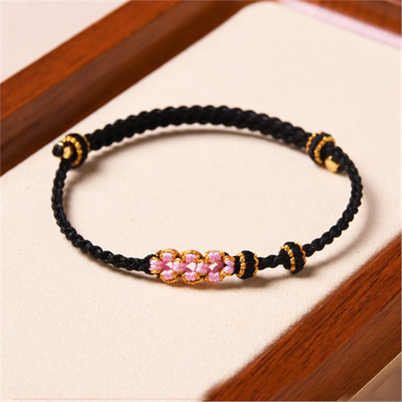 Buddha Stones Handmade Peach Blossom Protection Braided Rope Bracelet - image 35