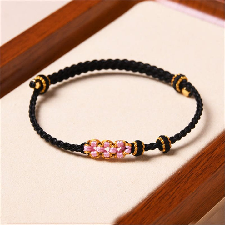 Buddha Stones Handmade Peach Blossom Protection Braided Rope Bracelet - image 35