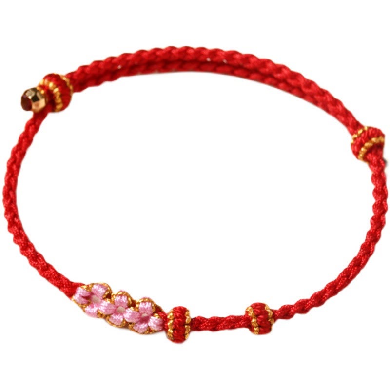 Buddha Stones Handmade Peach Blossom Protection Braided Rope Bracelet - image 17