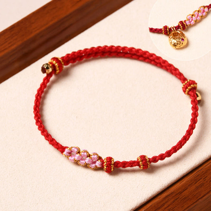 Buddha Stones Handmade Peach Blossom Protection Braided Rope Bracelet - image 12