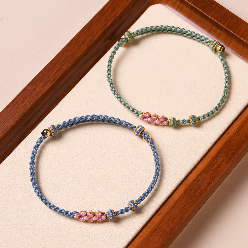 Buddha Stones Handmade Peach Blossom Protection Braided Rope Bracelet - image 39