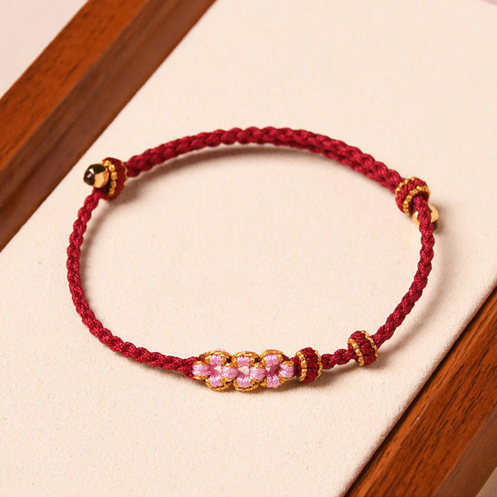 Buddha Stones Handmade Peach Blossom Protection Braided Rope Bracelet - image 5
