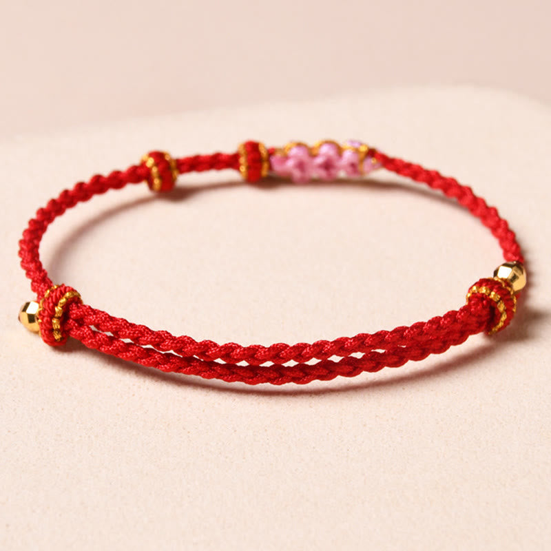 Buddha Stones Handmade Peach Blossom Protection Braided Rope Bracelet - image 19