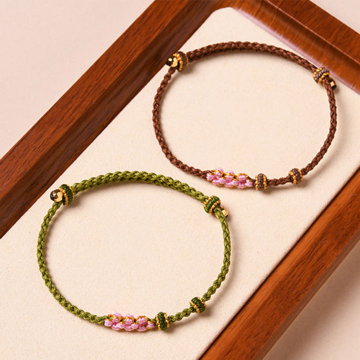 Buddha Stones Handmade Peach Blossom Protection Braided Rope Bracelet - image 42