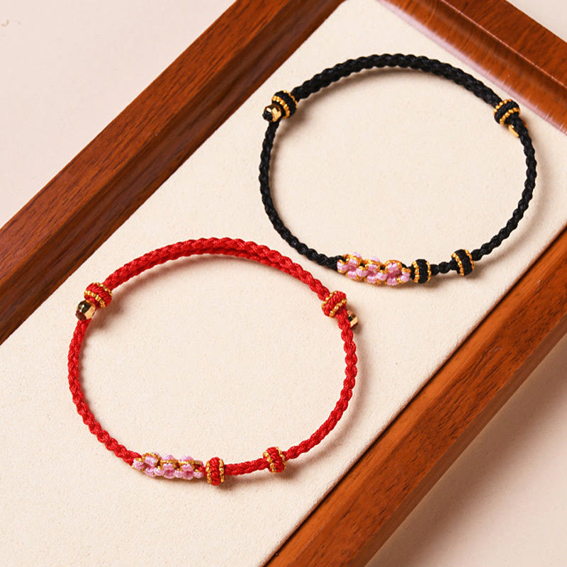 Buddha Stones Handmade Peach Blossom Protection Braided Rope Bracelet - image 40
