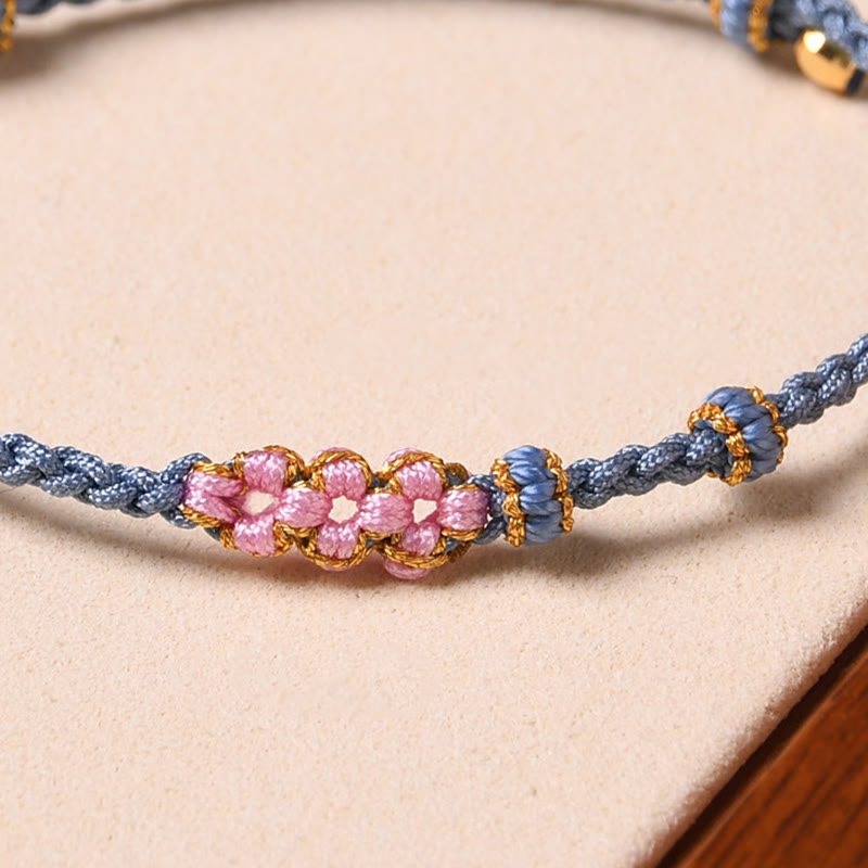 Buddha Stones Handmade Peach Blossom Protection Braided Rope Bracelet - image 32