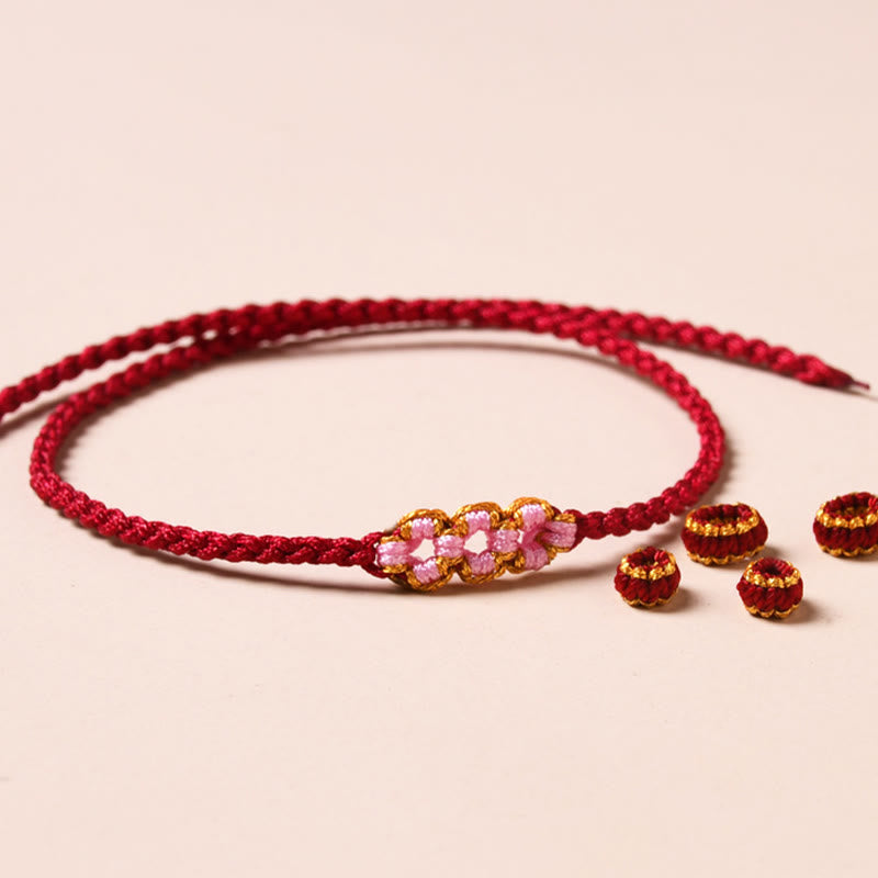 Buddha Stones Handmade Peach Blossom Protection Braided Rope Bracelet - image 6
