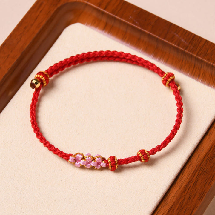 Buddha Stones Handmade Peach Blossom Protection Braided Rope Bracelet - image 15
