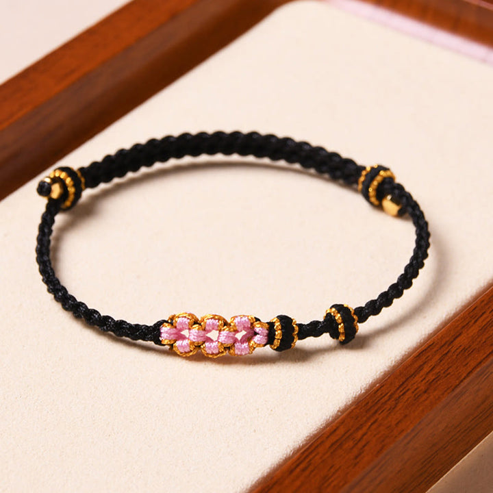 Buddha Stones Handmade Peach Blossom Protection Braided Rope Bracelet - image 37