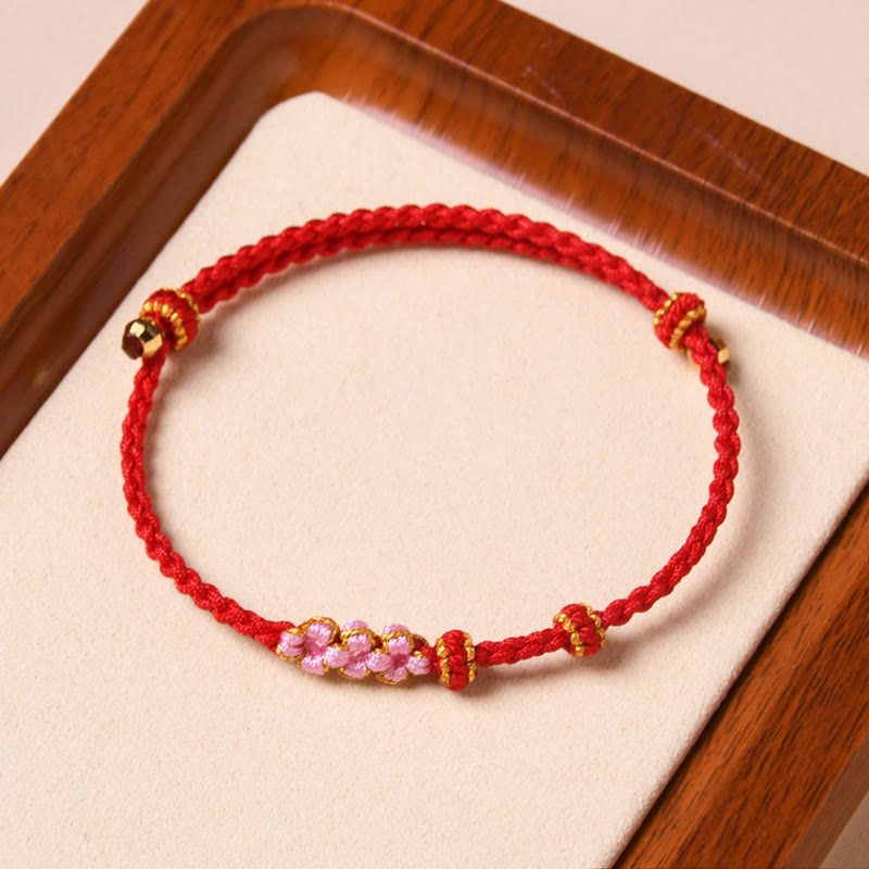Buddha Stones Handmade Peach Blossom Protection Braided Rope Bracelet - image 14