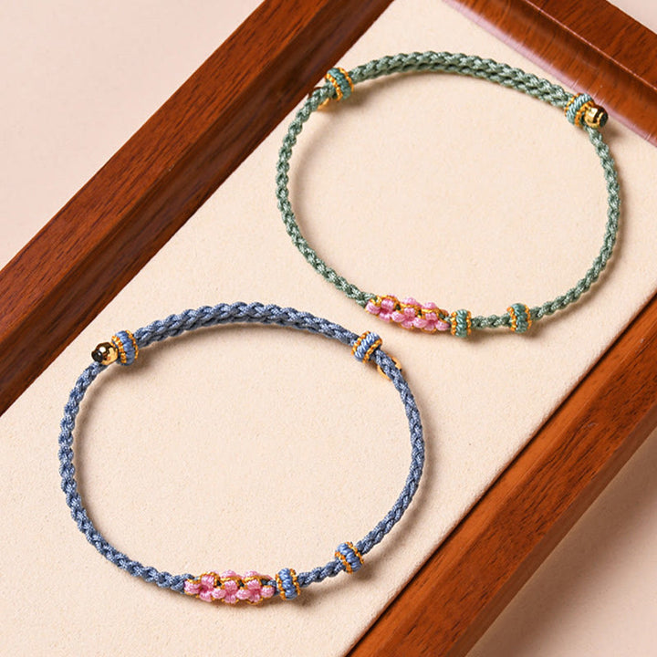 Buddha Stones Handmade Peach Blossom Protection Braided Rope Bracelet - image 44