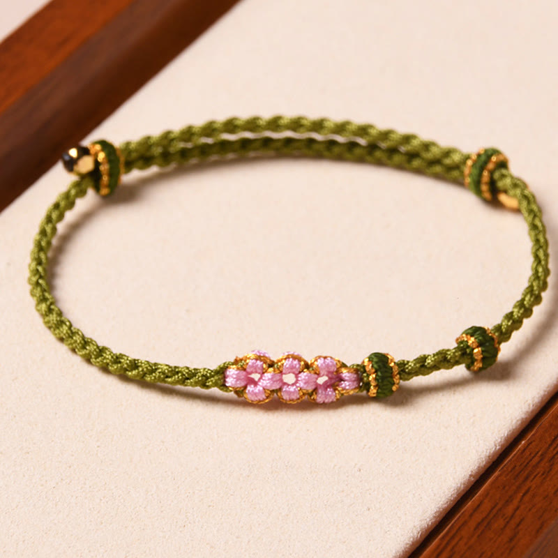 Buddha Stones Handmade Peach Blossom Protection Braided Rope Bracelet - image 24