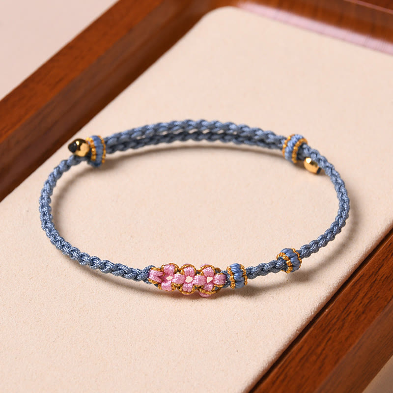 Buddha Stones Handmade Peach Blossom Protection Braided Rope Bracelet - image 31