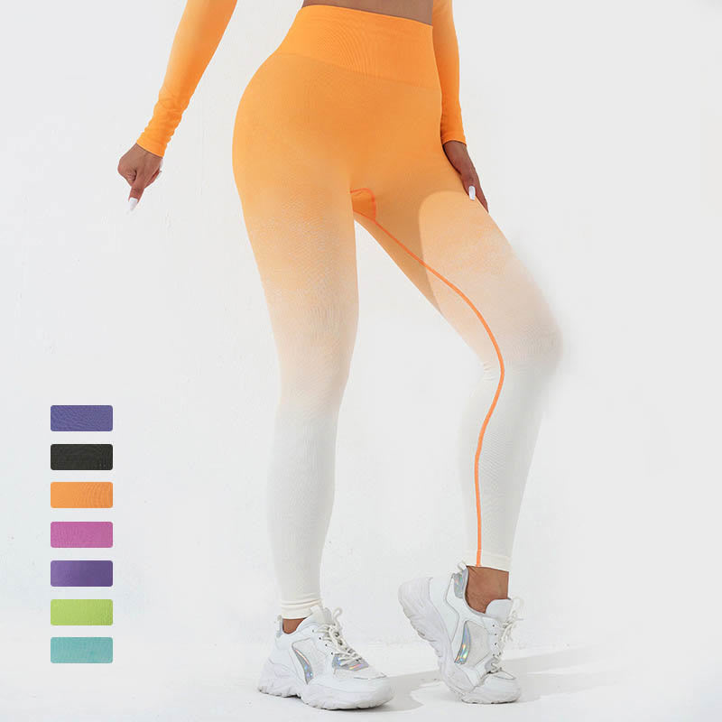 Buddha Stones Gradient Long Sleeve Crop Top Tee Bra Leggings Pants Fitness Yoga Outfit - image 36