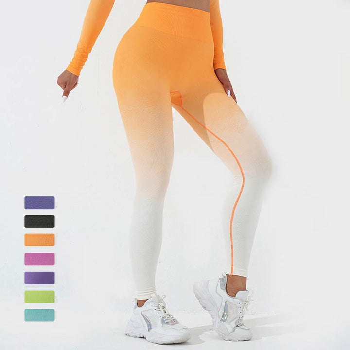 Buddha Stones Gradient Long Sleeve Crop Top Tee Bra Leggings Pants Fitness Yoga Outfit - image 36