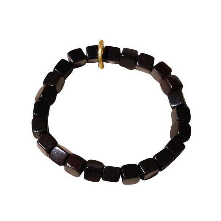 Buddha Stones Tibetan Ebony Wood Square Beads Peace Calm Bracelet - image 9