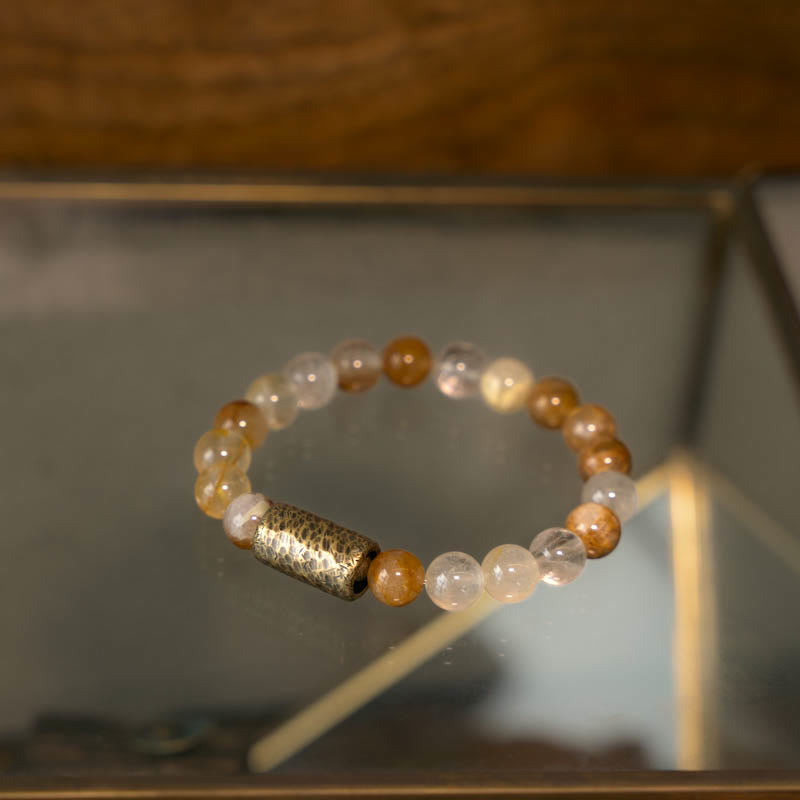 Buddha Stones White Crystal Red Hematoid Quartz Gold Rutilated Quartz Purple Phantom Protection Bracelet - image 15