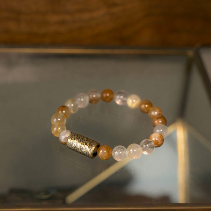 Buddha Stones White Crystal Red Hematoid Quartz Gold Rutilated Quartz Purple Phantom Protection Bracelet - image 15