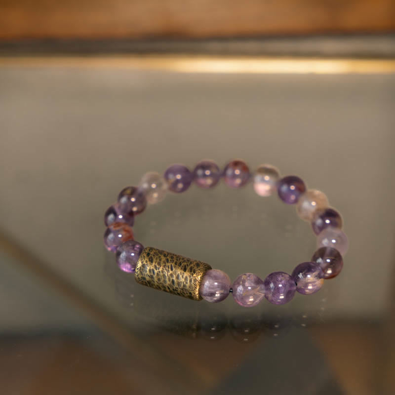 Buddha Stones White Crystal Red Hematoid Quartz Gold Rutilated Quartz Purple Phantom Protection Bracelet - image 24
