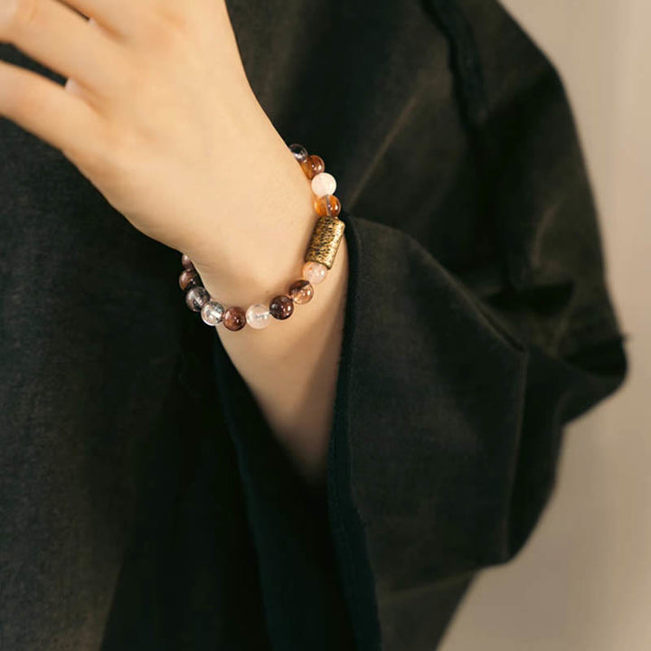 Buddha Stones White Crystal Red Hematoid Quartz Gold Rutilated Quartz Purple Phantom Protection Bracelet - image 19