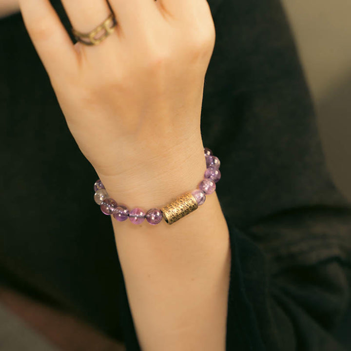 Buddha Stones White Crystal Red Hematoid Quartz Gold Rutilated Quartz Purple Phantom Protection Bracelet - image 31