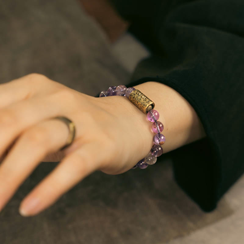 Buddha Stones White Crystal Red Hematoid Quartz Gold Rutilated Quartz Purple Phantom Protection Bracelet - image 29