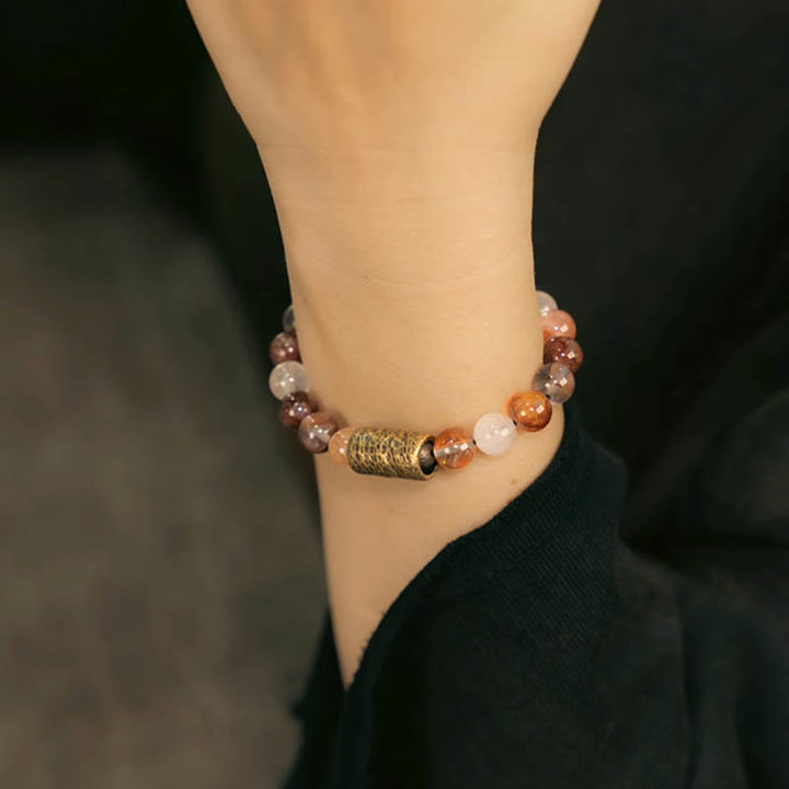 Buddha Stones White Crystal Red Hematoid Quartz Gold Rutilated Quartz Purple Phantom Protection Bracelet - image 18