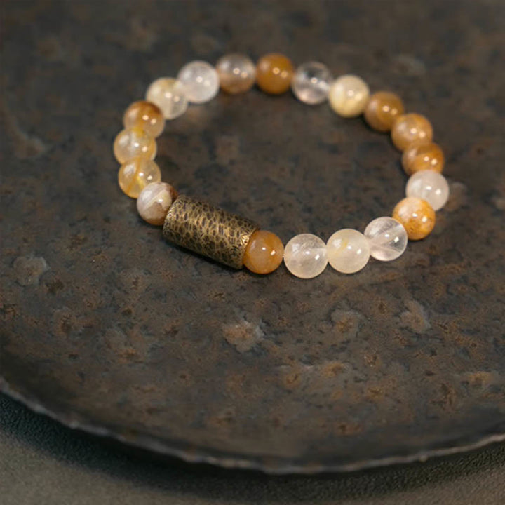 Buddha Stones White Crystal Red Hematoid Quartz Gold Rutilated Quartz Purple Phantom Protection Bracelet - image 16