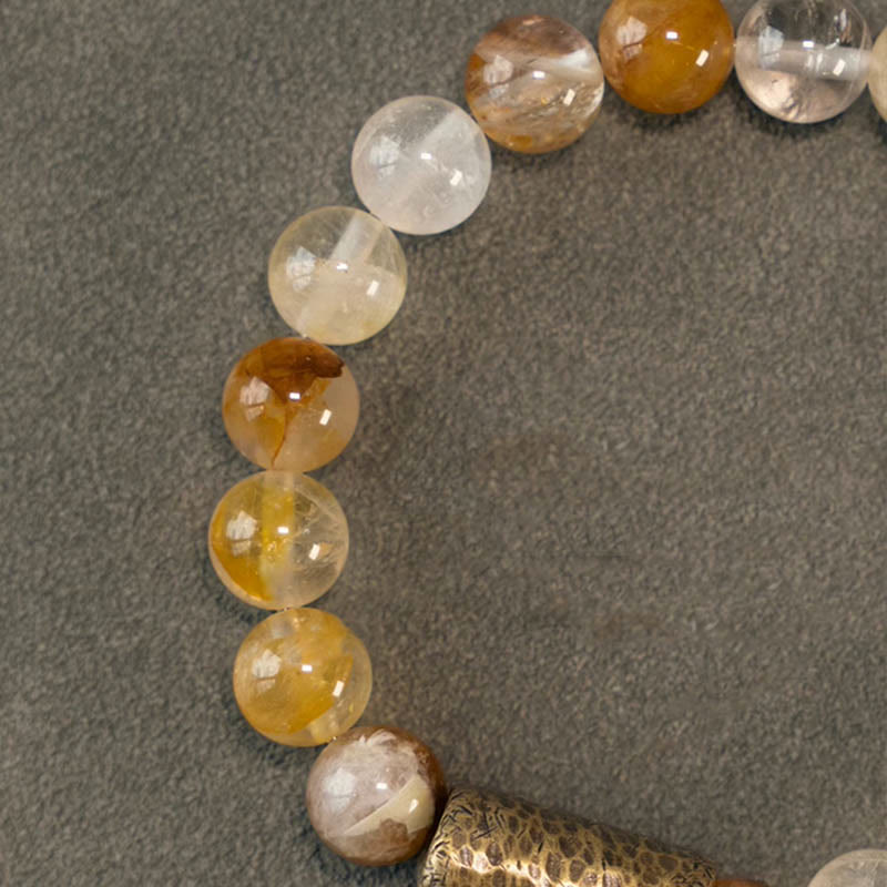 Buddha Stones White Crystal Red Hematoid Quartz Gold Rutilated Quartz Purple Phantom Protection Bracelet - image 17